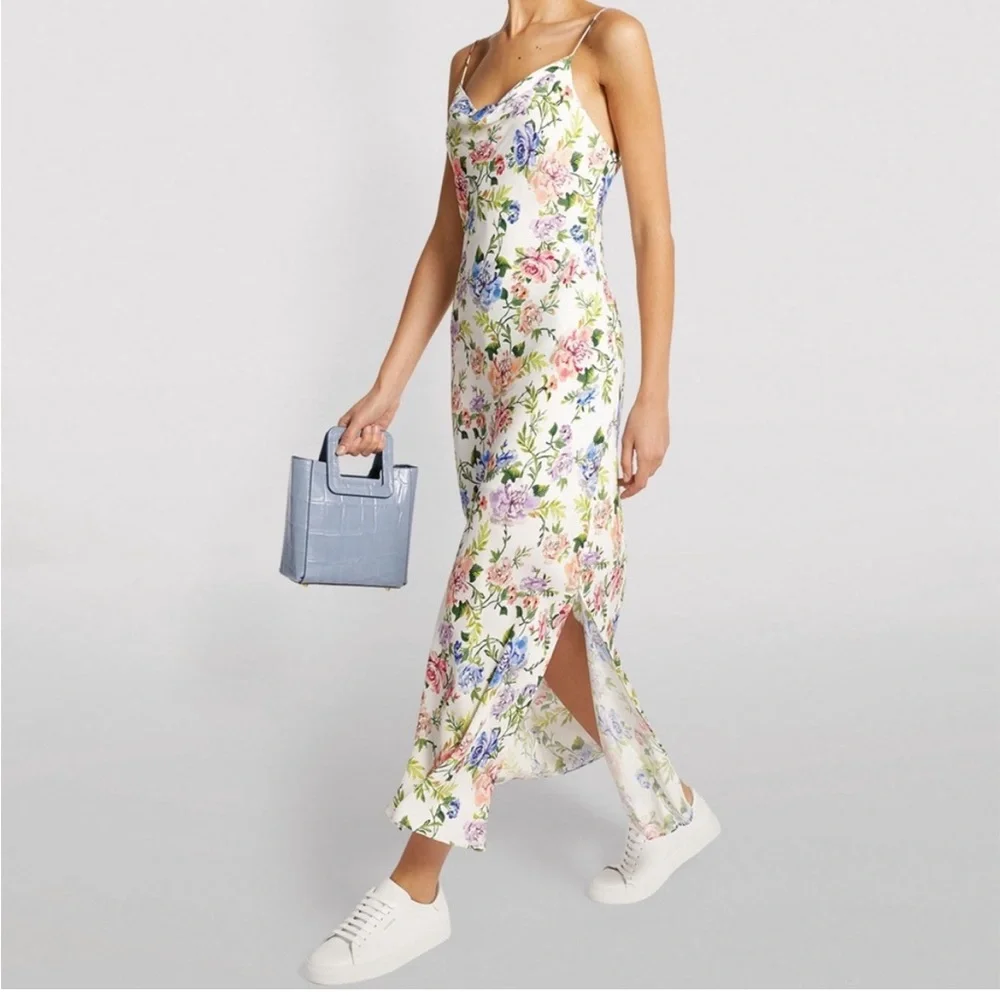 NWT Alice + Olivia Gardenia Floral Harmony Midi Slip Dress